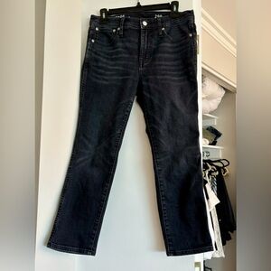 Slim straight mid rise black washed jeans